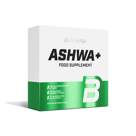 BioTechUSA Ashwa+ este un supliment alimentar sub formă de capsule, care conține extract de Ashwagandha, alături de extract de ceai verde și ginseng. 