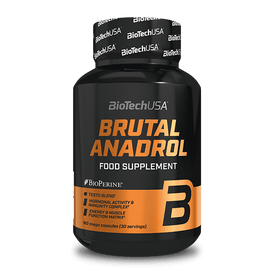 Suplimentul alimentar Brutal Anadrol de la BioTechUSA de optimizare hormonală cu cofeină, DAA, Q10, creatină, extracte din plante, vitamine și minerale