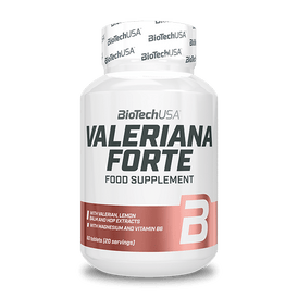 Supliment alimentar sub formă de comprimate BioTechUSA Valeriana Forte , cu vitamine, minerale și extracte de plante, pentru un sistem nervos optim.