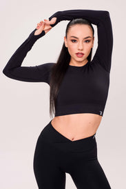 SEAMLESS LONG-SLEEVE CROP Bluză cu mâneci lungi de damă