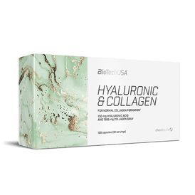 Capsulele Hyaluronic&Collagen de la BioTechUSA conțin acid hialuronic și colagen, vitamina A - care contribuie la menținerea stării normale a pielii, vitamina C - care participă la formarea colagenului, și aminoacizi.